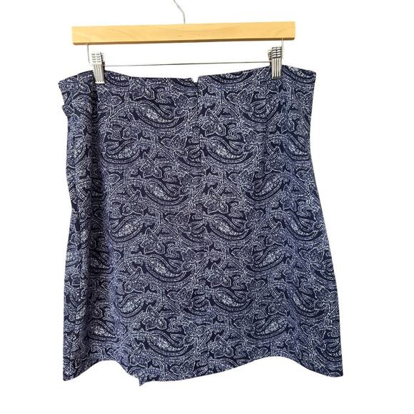 Michael Kors Blue + White Paisley Faux Wrap Skirt Size Large - Picture 5 of 7